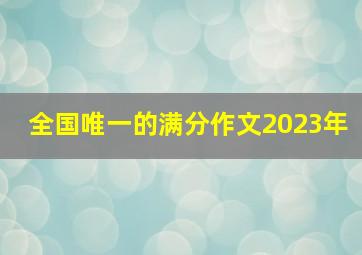 全国唯一的满分作文2023年