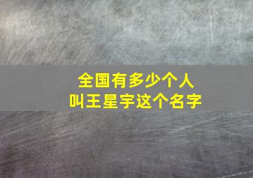 全国有多少个人叫王星宇这个名字