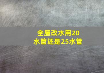 全屋改水用20水管还是25水管