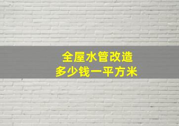 全屋水管改造多少钱一平方米