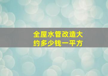 全屋水管改造大约多少钱一平方