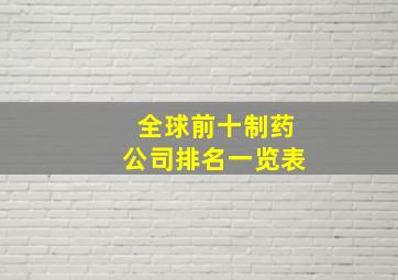 全球前十制药公司排名一览表