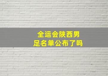 全运会陕西男足名单公布了吗