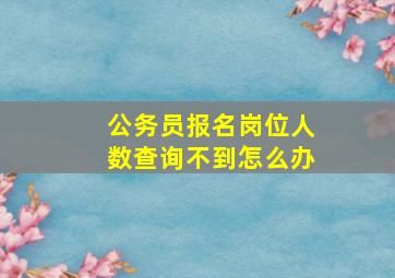 公务员报名岗位人数查询不到怎么办