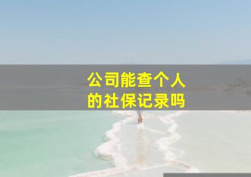 公司能查个人的社保记录吗