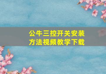 公牛三控开关安装方法视频教学下载