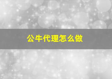 公牛代理怎么做