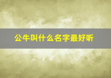 公牛叫什么名字最好听