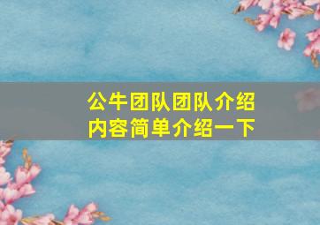 公牛团队团队介绍内容简单介绍一下