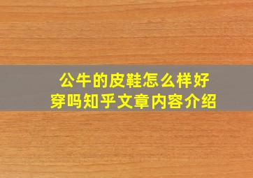 公牛的皮鞋怎么样好穿吗知乎文章内容介绍