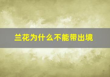 兰花为什么不能带出境