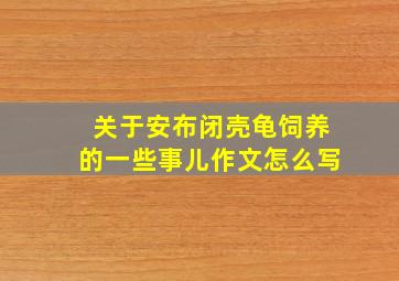 关于安布闭壳龟饲养的一些事儿作文怎么写