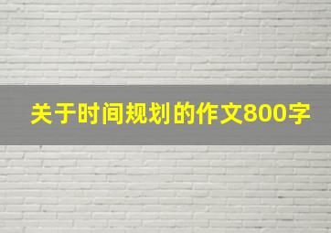 关于时间规划的作文800字