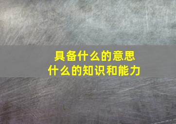 具备什么的意思什么的知识和能力