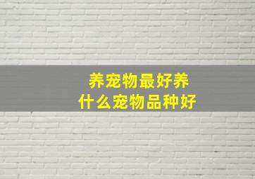 养宠物最好养什么宠物品种好