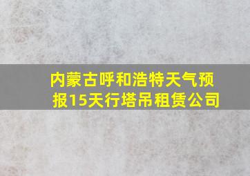 内蒙古呼和浩特天气预报15天行塔吊租赁公司