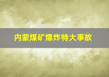 内蒙煤矿爆炸特大事故