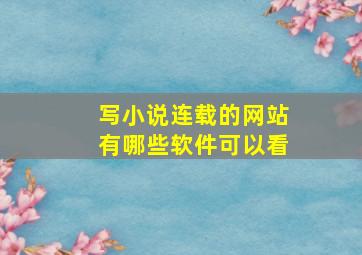 写小说连载的网站有哪些软件可以看