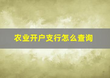 农业开户支行怎么查询