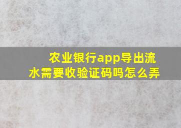 农业银行app导出流水需要收验证码吗怎么弄