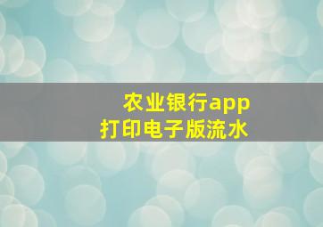 农业银行app打印电子版流水