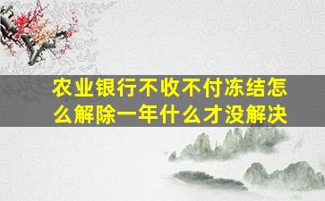 农业银行不收不付冻结怎么解除一年什么才没解决