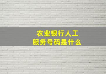 农业银行人工服务号码是什么