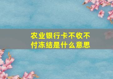 农业银行卡不收不付冻结是什么意思