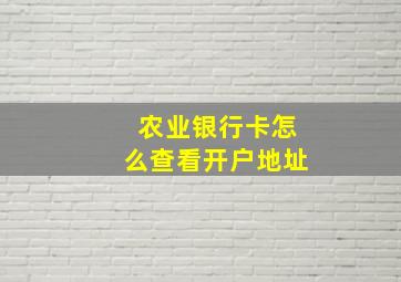 农业银行卡怎么查看开户地址