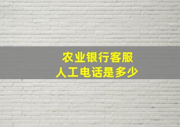 农业银行客服人工电话是多少