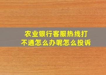 农业银行客服热线打不通怎么办呢怎么投诉