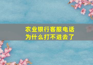 农业银行客服电话为什么打不进去了