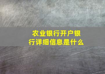 农业银行开户银行详细信息是什么