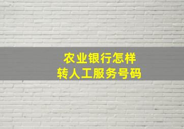 农业银行怎样转人工服务号码