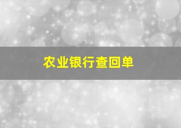 农业银行查回单