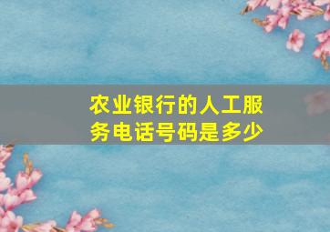 农业银行的人工服务电话号码是多少