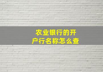 农业银行的开户行名称怎么查