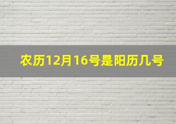 农历12月16号是阳历几号