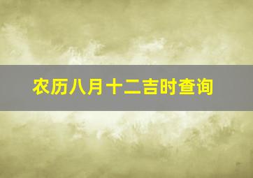 农历八月十二吉时查询