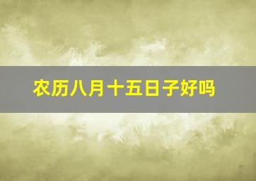 农历八月十五日子好吗