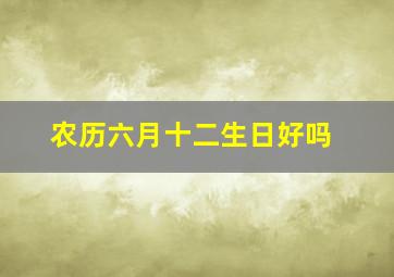 农历六月十二生日好吗