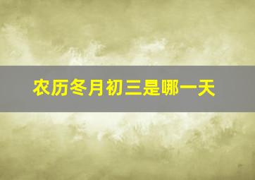 农历冬月初三是哪一天