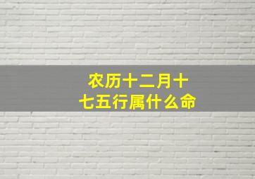 农历十二月十七五行属什么命