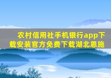 农村信用社手机银行app下载安装官方免费下载湖北恩施