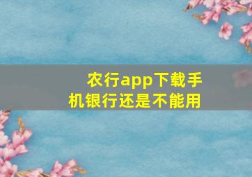 农行app下载手机银行还是不能用