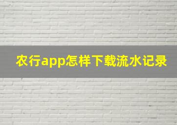 农行app怎样下载流水记录