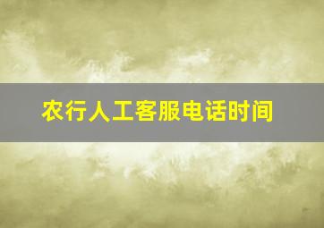 农行人工客服电话时间