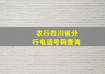 农行四川省分行电话号码查询