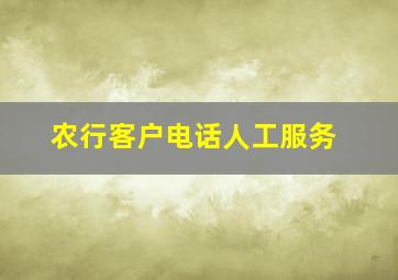 农行客户电话人工服务