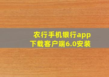 农行手机银行app下载客户端6.0安装